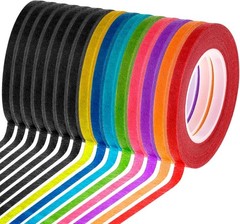 15 Rolls of Assorted Color Whiteboard Tape – 1/8 Inch Pinstripe Perfect for Art