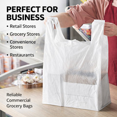 Bags Multi Purpose 17″ x 8″ X 29″ Plastic White Jumbo T-Shirt Shopping Grocery