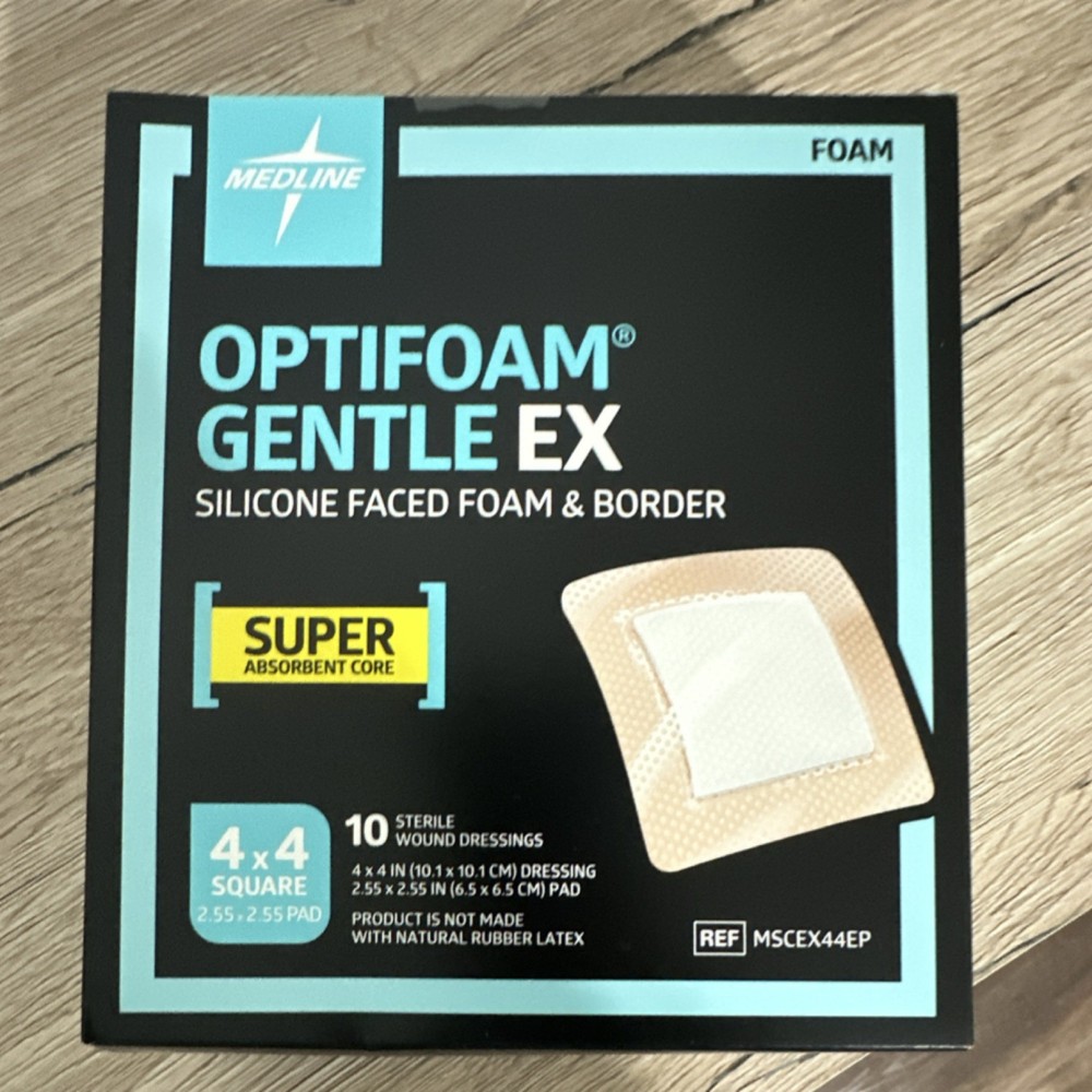 Medline Optifoam Gentle EX Silicone Faced Foam Dressing 4×4 Border 10 Sterile