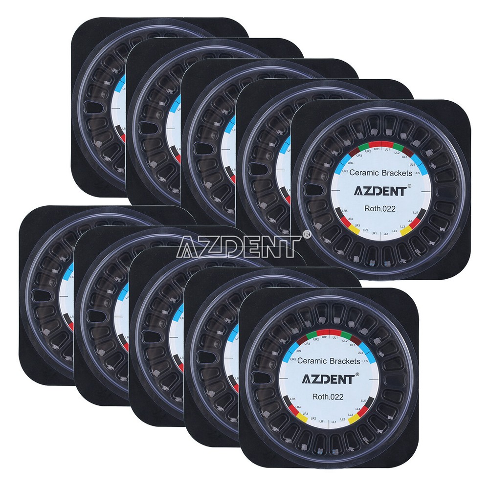 AZDENT Dental Orthodontic Ceramic Bracket Braces 5/5 MBT Roth 022/018 345 Hook