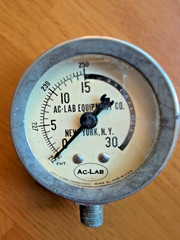 Vintage AC-LAB Equipment Co Laboratory Sterilize Pressure Gauge New York NY USA
