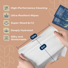 Body Wipes for Adults Bathing No Rinse, XL Shower 1 Count (Pack of 200)