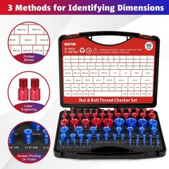 66 Pcs Thread Checker Nut and Bolt Thread Checker Set with 35 Inch and 31 Metric