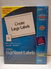 create large labels , white full sheet labels, 100 labels ,100 sheets white