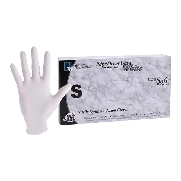 NitriDerm Ultra White Nitrile Exam Gloves: Small, Non-Sterile, Powder-Free