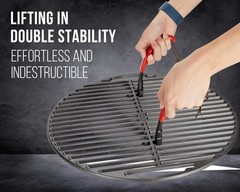 GriAddict 2Pack Cast Iron Grill Grate Lifter Tool, Cooking Grid Red-2