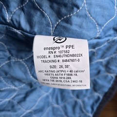 Enespro Electrical PPE Men’s 2X Navy Blue AirLite 40 Cal Arc Flash Jacket Cat 4