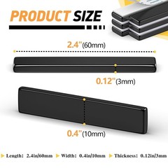 20 Pack Strong Neodymium Magnets with Adhesive – 60x10x3mm Rectangular Black