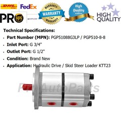 NEW Two-Section Hydraulic Gear Pump PGP51088G3LP for KTT23 Skid Steer Loader
