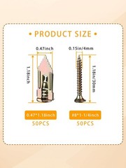 Self Drilling Drywall Anchors with Screws Kit 100Pcs- 50 MDZT-100PCS, silver