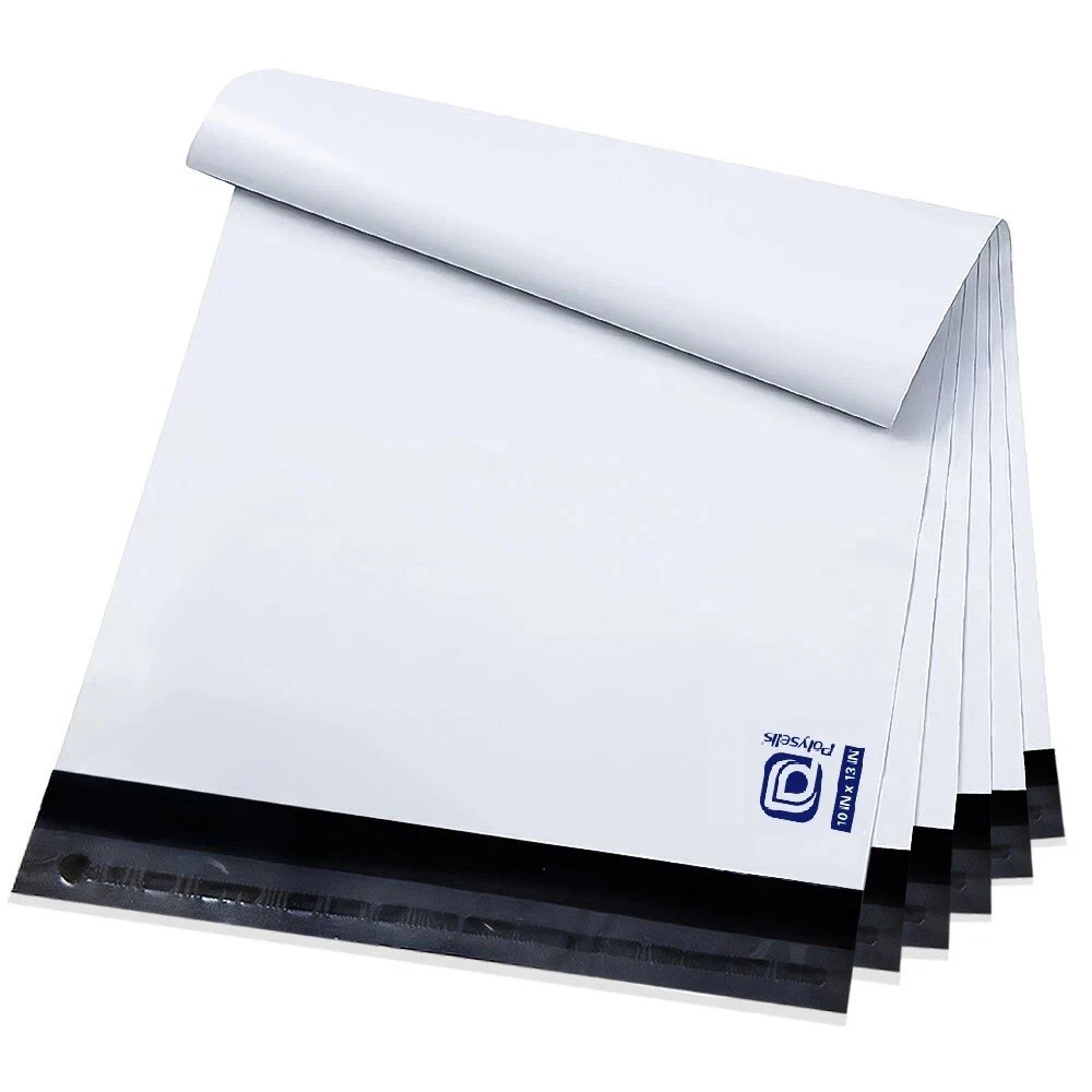 25 New Poly mailers 9″x12″ Bags Plastic Shipping Envelopes – white, black inside