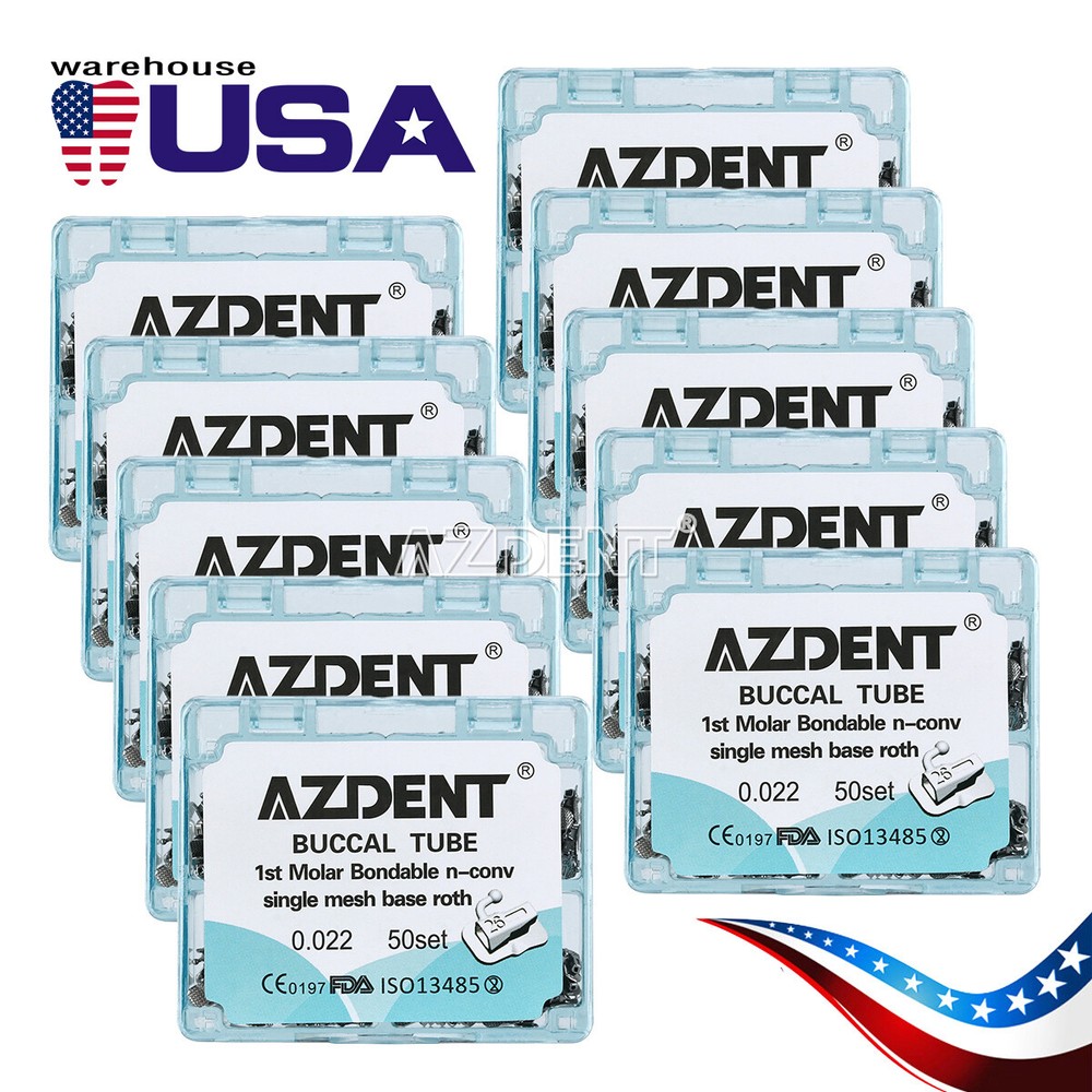 Dental Orthodontic 1st Molar Roth 022 Buccal Tube Bondable N-conv Mesh Base USA