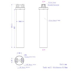 1″ NPT Corrosion-resistant 304 Stainless Steel Filter Housing for 20″ Cartridges