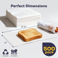 Fit Meal Prep 500 Pack 6 x 10.75 Inches Deli Wax Paper Sheets, 6 x 10.75”