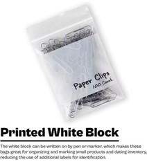Writable WHITE BLOCK HEAVY DUTY 4Mil Clear Zip Seal Bags Reclosable Top Plastic