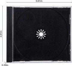 Maxtek CD Jewel Cases Black 50 Pack Standard Size for CD DVD Blu Ray Discs
