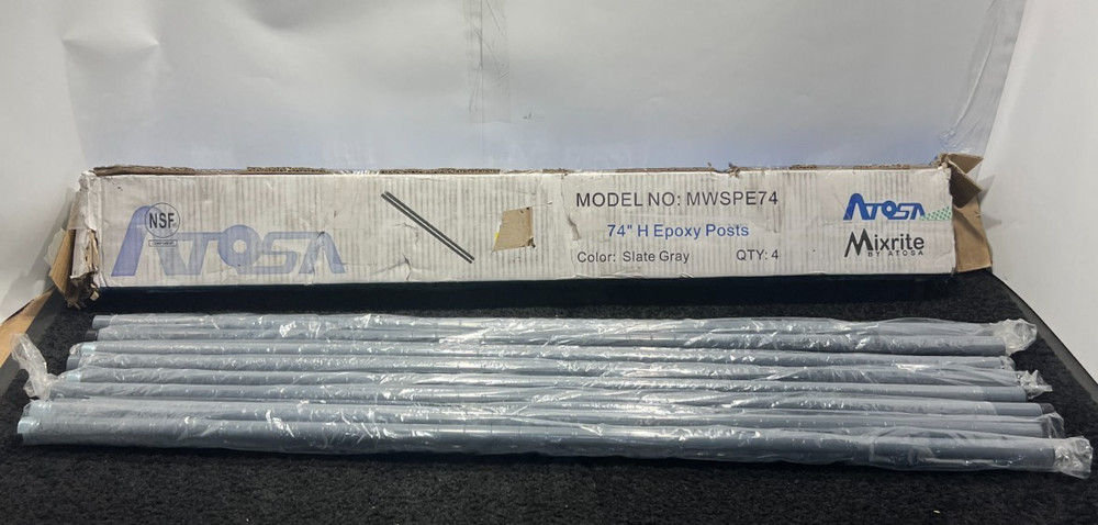 (QTY 4) Mixrite By Atosa MWSPE74 74″ Epoxy Posts ONLY, Slate Gray