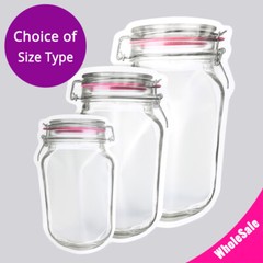 Multi-Size Red/Clear/Red Matte Mylar Bottle Shape Stand Up Zip Lock Bag