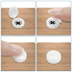 100Pcs White Plastic Hinged Screw Cover Caps with Washer Flip Tops, Premium Fol