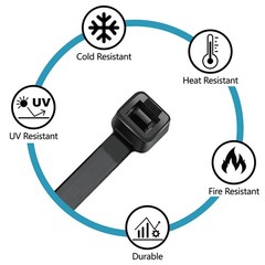 Assorted Zip Ties 2000 Pack – 4″ 6″ 8″ 12″ Black UV Resistant Cable Ties