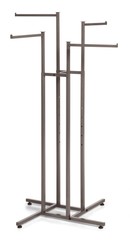 SSWBasics 4-Way Clothing Display Rack, Raw Steel, Straight Arms – Ideal Retail