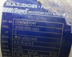 Baldor Reliance CEWDM3704T 3HP Washdown Duty Motor 37G815S519G1 1-3/8″ Shaft Dia