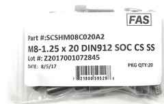 (20) M8-1.25 x20 Stainless Steel Socket Head Socket Cap Screws DIN912 M8x1.25×20