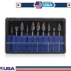 10pcs Tungsten Steel Dental Burs Lab Burrs Tooth Drill For handpiece Polisher