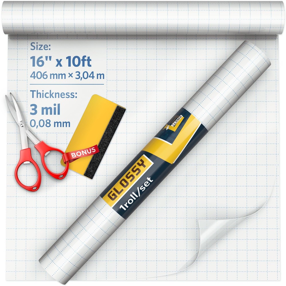 Clear Glossy Self Adhesive Peel And Stick Laminating Film Roll 3 MIL 16x10ft