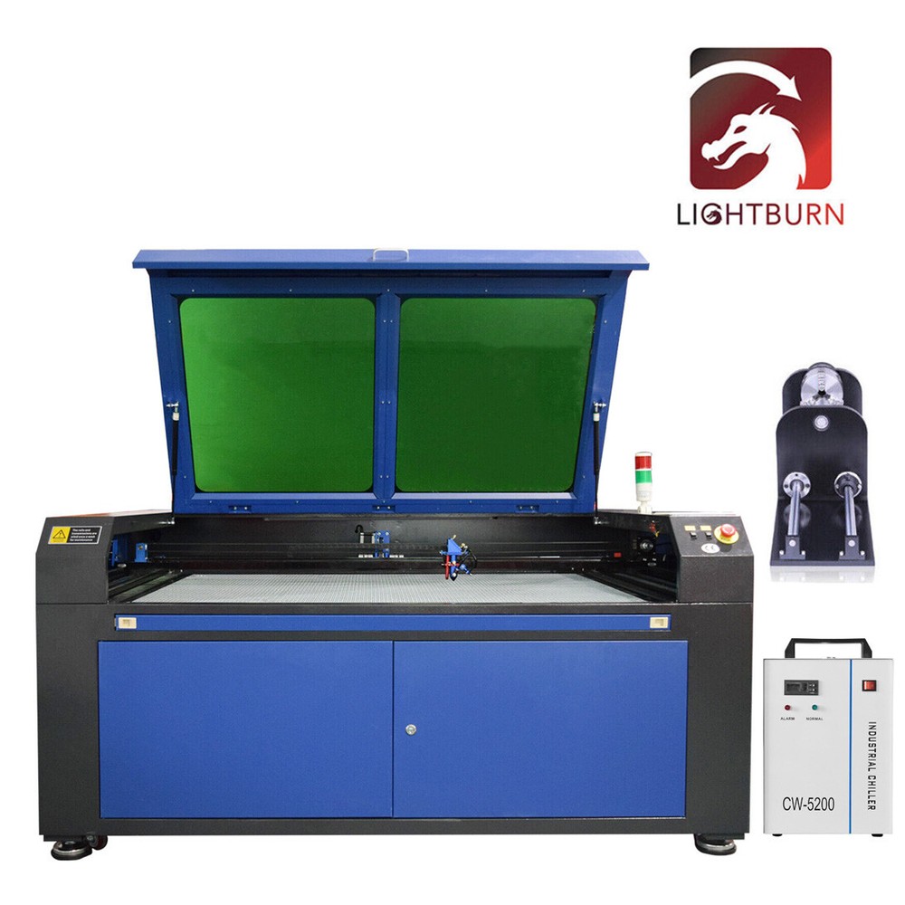 Autofocus 35×55 130W Co2 Laser Engraver Cutter+CW5200 Water Chiller+Rotary Axis