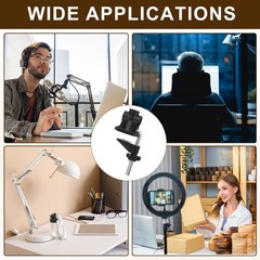 4pcs 0.47″ Hole Dia Universal C-Clamp Desk Clamp for Table Lamp Mic Arm Black