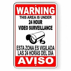 CCTV Warning Security Audio Video Surveillance Camera Sign English/Spanish