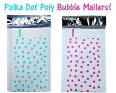 4×8″ Pink,Teal, Gold Polka Dot Poly Bubble Mailers, Padded Shipping Envelopes