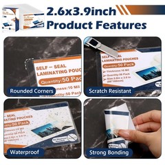 50 Pack 10 Mil Business Card Size Self Sealing Laminating Pouches 2×3.5 Inch …