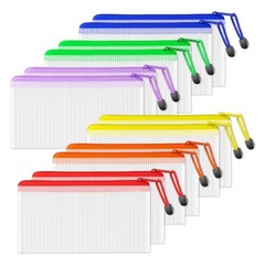 SUNEE Plastic Mesh Zipper Pouch 4.6×9.2 in (6 Colors, 12 Packs), Small Water-…