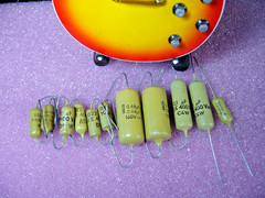 Mullard Mustard Capacitor & Iskra Resistors .68uF .022uf .1uF .0022uF & 100K 68K