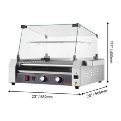 Electric 30 Hot Dog 11 Roller Commercial Grill Cooker Machine Cover 1600W