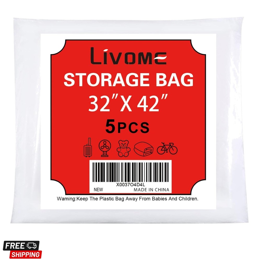 5 Pack 32*42 inches Clear Plastic Storage Bags Dustproof Moistureproof Jumbo …
