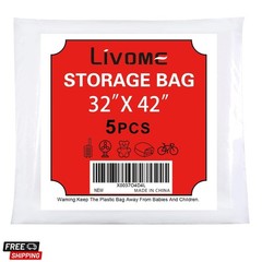5 Pack 32*42 inches Clear Plastic Storage Bags Dustproof Moistureproof Jumbo …