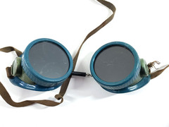Vintage Oxweld Green Plastic Welding Safety Goggles Glass Lenses Steampunk