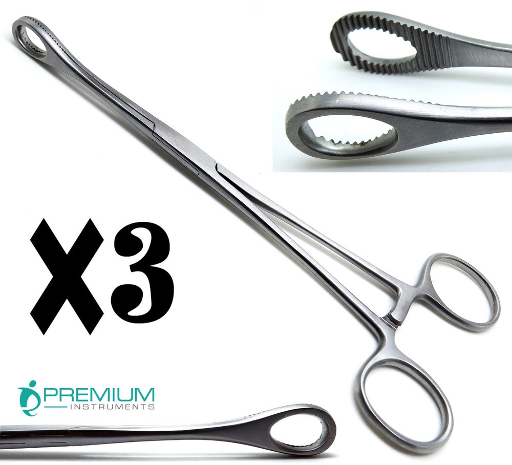 3 Pcs Foerster Sponge Straight Forceps 12″ Serrated Jaws Surgical Instruments