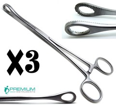 3 Pcs Foerster Sponge Straight Forceps 12″ Serrated Jaws Surgical Instruments