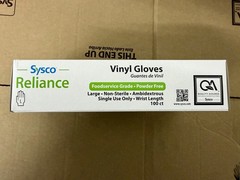 Sysco Reliance Vinyl Gloves Foodservice Grade Powder-Free Large 100 ct