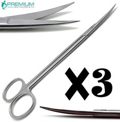 3 Pcs Dental Surgical Medical ENT Scissor Kelly Curved 7″ Sharp/Sharp Instrument