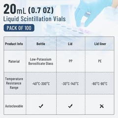 500Pcs 20mL Scintillation Vial Liquid Sample Vials Clear Glass Vials Cone Liner