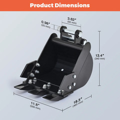 11.81in/300mm Fit for Mini Excavator Digging Bucket Attachments with Metal Teeth