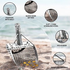 CKG Sand Scoop Handle Pole Metal Detecting Carbon Rod Detector Shovel Sifting