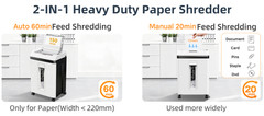 QUIETLEMON 150 Sheet Heavy Duty Paper Shredder, 5.3 Gallon Bin with Wheels