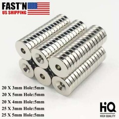 Lot Thicker Strong Magnets Countersunk Ring 5mm Hole Large Rare Earth Neodymium