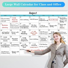 Dry Erase Calendar for Wall – 38″ x 58″ Extra Large White Board Calendar, One